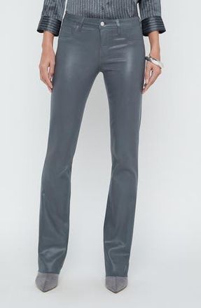 L'agence Sneeki Low Rise Raw Hem Straight Leg Jeans in Dark Shadow Coated at Nordstrom Rack, Size 27