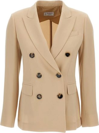 Alberto Biani Double-breasted Flap Blazer - Dames - Blazers - Beige - L - Katoen - Jassen