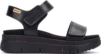 Pikolinos Womens Palma Leather Wedge Sandals, Black, 38 EU