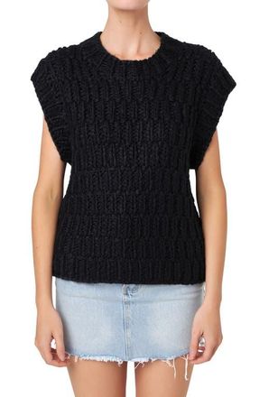 English Factory Chunky Cap Sleeve Sweater in Black at Nordstrom, Size X-Small