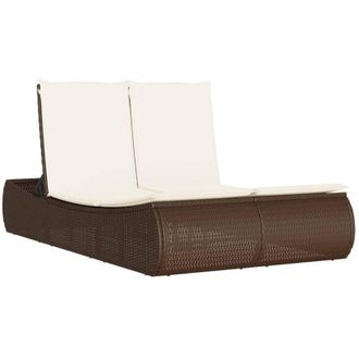 vidaXL Vidaxl - Tumbona Doble Con Cojines Rat&aacute;n Sint&eacute;tico Marr&oacute;n