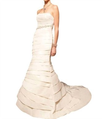 Casablanca Strapless Layered Gown In Ivory