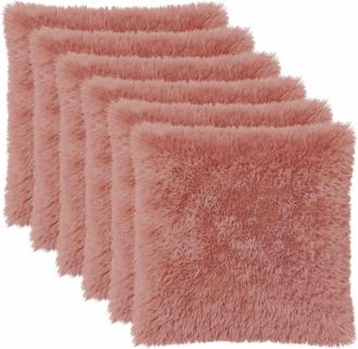 vidaXL Funda De Almohada 6 Pcs Heerlen Rosa 55 X 55 Cm Fleece Pv Vidaxl
