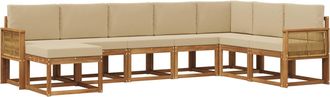 vidaXL Conjunto De Sof&aacute;s De Exterior 8 Uds. Natural Y Beige Vidaxl