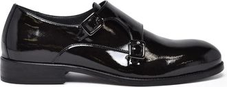 Principe di Milano Black Patent Leather Monk Strap Loafers