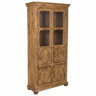 Wanderlust Deco Vitrina de cristal y madera artesanal 89 x 40 x 190h cm