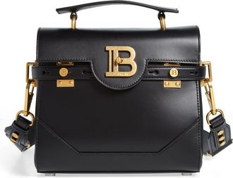 Balmain B-Buzz 23 Monogram Leather Top Handle Bag in 0Pa Black at Nordstrom