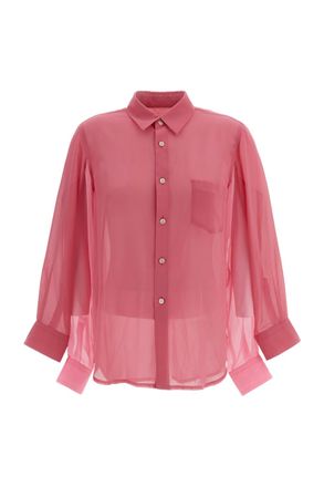 Comme Des Gar&ccedil;ons Pink Sheer Double-Sleeve Shirt