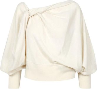 Alberta Ferretti Gemengde Wollen Trui - Dames - Blouses - Beige - M - Wol - Overhemden