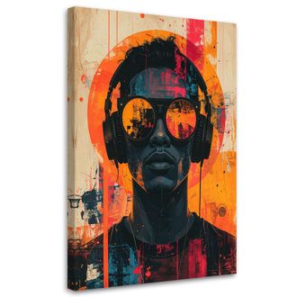 Feeby Impresi&oacute;n De Imagen Retrato Masculino Con Gafas En Estilo Pop Art Naranja 70x100