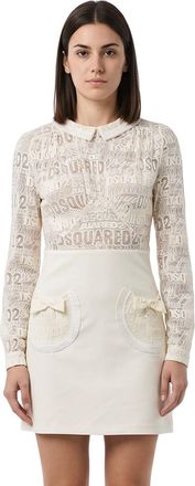 Dsquared2 White Graphic Crew Neck Dress