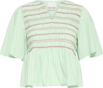 Ichi Blouses - Dames - Blouses - Groen - M - Overhemden
