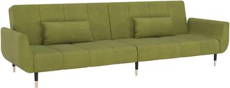 vidaXL Sof&aacute; Cama De 2 Plazas Con Dos Cojines Terciopelo Verde Claro Vidaxl