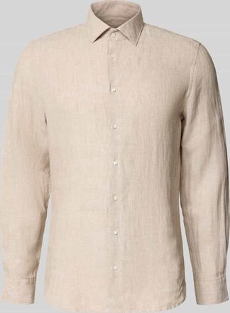 Seidensticker Slim Fit Business-Hemd aus Leinen mit Kentkragen in Sand, Gr&ouml;&szlig;e 38