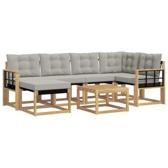 vidaXL Conjunto De Sof&aacute;s De Exterior 7 Pcs Blanco Y Gris Claro Vidaxl