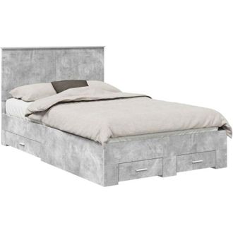 vidaXL Estructura De Cama Con Cabecera Gris Concreto 120 X 200 Cm Vidaxl