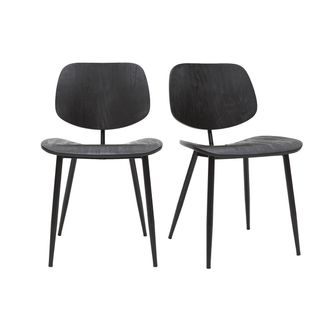 Miliboo Set De 2 Sillas De Madera Negra Y Metal Negro Tobias