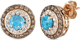 Le Vian Tranquility 14K Rose Gold 1.92 Ct. Tw. Diamond & Blue Topaz Stud Earrings