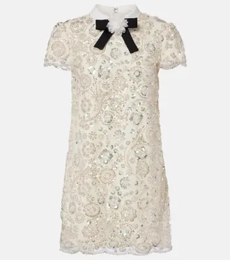 Self Portrait Bow-detail embellished minidress