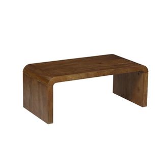 Sweeek Mesa de centro rectangular de madera maciza de acacia, nogal
