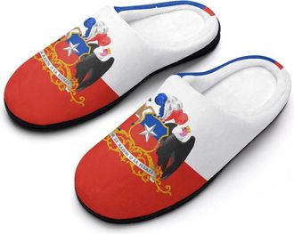 Generic Chile Chilean National Emblem Flag Slippers Men Winter Warm Cotton Anti-Slip Indoor Slip-Ons House Shoes