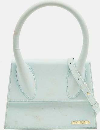 Jacquemus Light Blue Leather Grand Le Chiquito Top Handle Bag