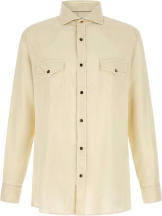Brunello Cucinelli Heren, Overhemden, Beige, Maat: M Katoen