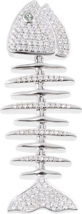 Kamushki 18K White Gold Wishbone Diamond And Emerald Pendant Necklace - Womens - Sapphire/18kt White Gold