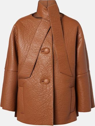 Prada Scarf-detail leather jacket