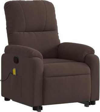 vidaXL Sill&oacute;n Reclinable De Masaje Elevable Tela De Microfibra Marr&oacute;n Vidaxl