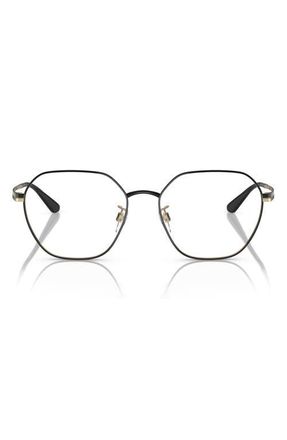 Emporio Armani 55mm Round Optical Glasses in Shiny Black /Demo Lens at Nordstrom