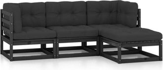 vidaXL Juego De Muebles De Jard&iacute;n 4 Pzas Y Cojines Madera Pino Maciza Vidaxl