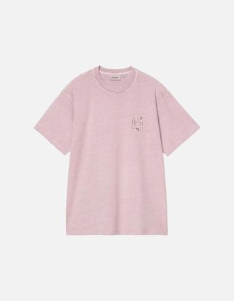Carhartt Work in Progress Mens Carhartt WIP S/S Helix Redux T-Shirt Pink Fog Garment Dyed - Size: 42