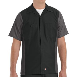 Red Kap Unisexs Ripstop Crew Shirt, Short Sleeve, Black/Charcoal, 3XL