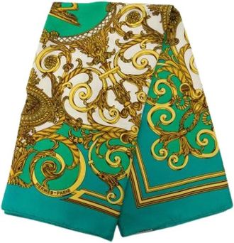 Herm&egrave;s Pre-owned Vintage Zijden Sjaal - Dames - Vintage Accessoires - Groen - ONE Size - Vintage