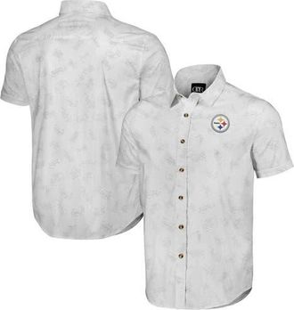 NFL Mens NFL x Darius Rucker Collection by Fanatics White Pittsburgh Steelers Woven Short Sleeve Button Up Shirt at Nordstrom, Size Small