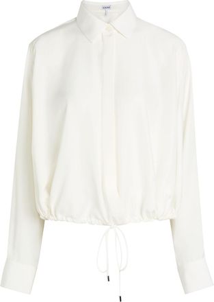 Loewe Drawstring Silk-crepe Shirt - White - 42 (UK14 / L)