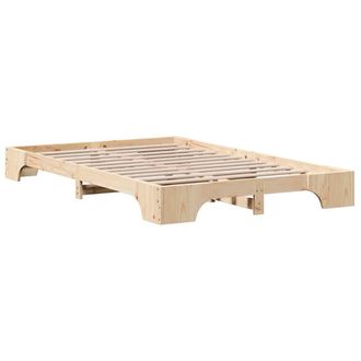 Berkfield Home Bed Frame Natural Solid Pine wood 135 x 190 cm Bed Frame in Light Tan