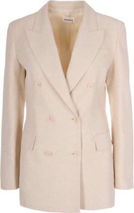 Parosh Natural Solid Notched Lapel Blazer