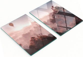 OEM Eleganti E Resistenti Pannelli In Vetro Con Stampa Di Un Palloncino Sopra La Foresta, 2x40x52 Cm