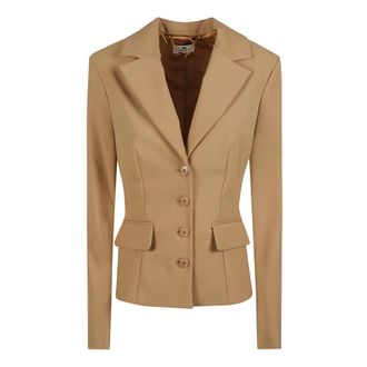 Elisabetta Franchi Giacca in tessuto tecnico - Dames - Jassen - Beige - Maat: L Leer