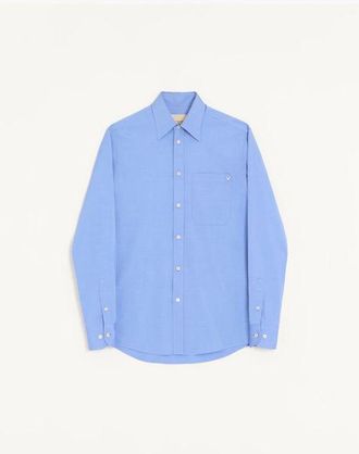 Valentino Camicia Valentino in oxford di cotone leggero con VGold Uomo BLU CHIARO 40