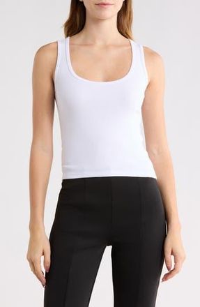 Good American Scoop Neck Micro Rib Tank in White at Nordstrom Rack, Size X-Small