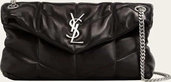 Lou Puffer Small YSL Shoulder Bag in Quilted Leather