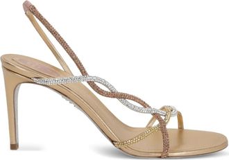 Rene Caovilla 80 mm slingback sandalen verfraaid met stras - Goud