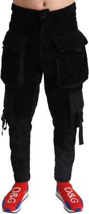 Dolce & Gabbana Zwarte Corduroy Cargo Broek