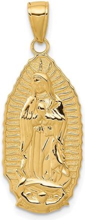 Diamond2Deal 14k Yellow Gold Polished Our Lady Of Guadalupe Oval Disc Engraved Pendant