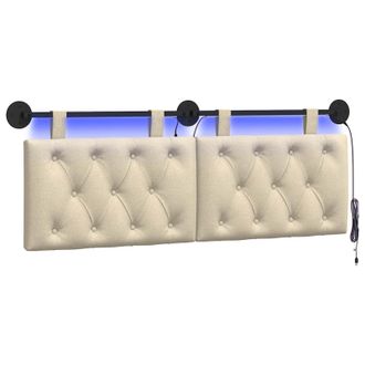 vidaXL Testiera Sospesa Con Luce Led Crema Tessuto Vidaxl