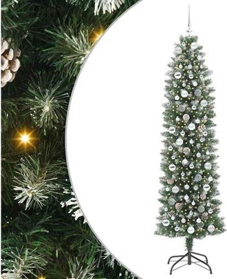 vidaXL Árbol Navideño Artificial Delgado con 300 LED verde y 210 cm vidaXL