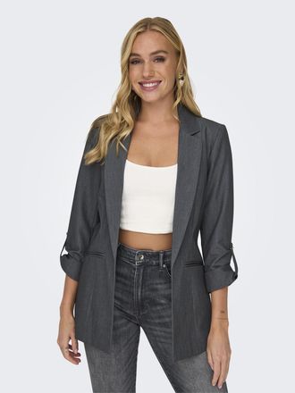Only Kurzblazer ONLY ONLKAYLE-ORLEEN 3/4 BLAZER TLR NOOS, Damen, Gr. 36S, grau (medium grau melange), Web, Obermaterial: 92% Polyester, 8% Elasthan, melier